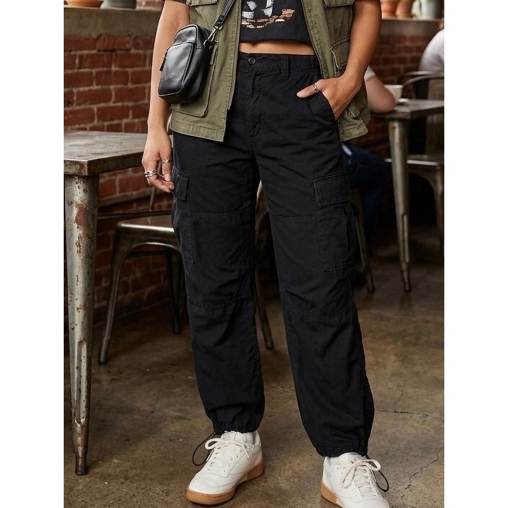 TNA Surplus Division Black Cargo Pants Women‎ Size 6 Cotton Utility Trousers
